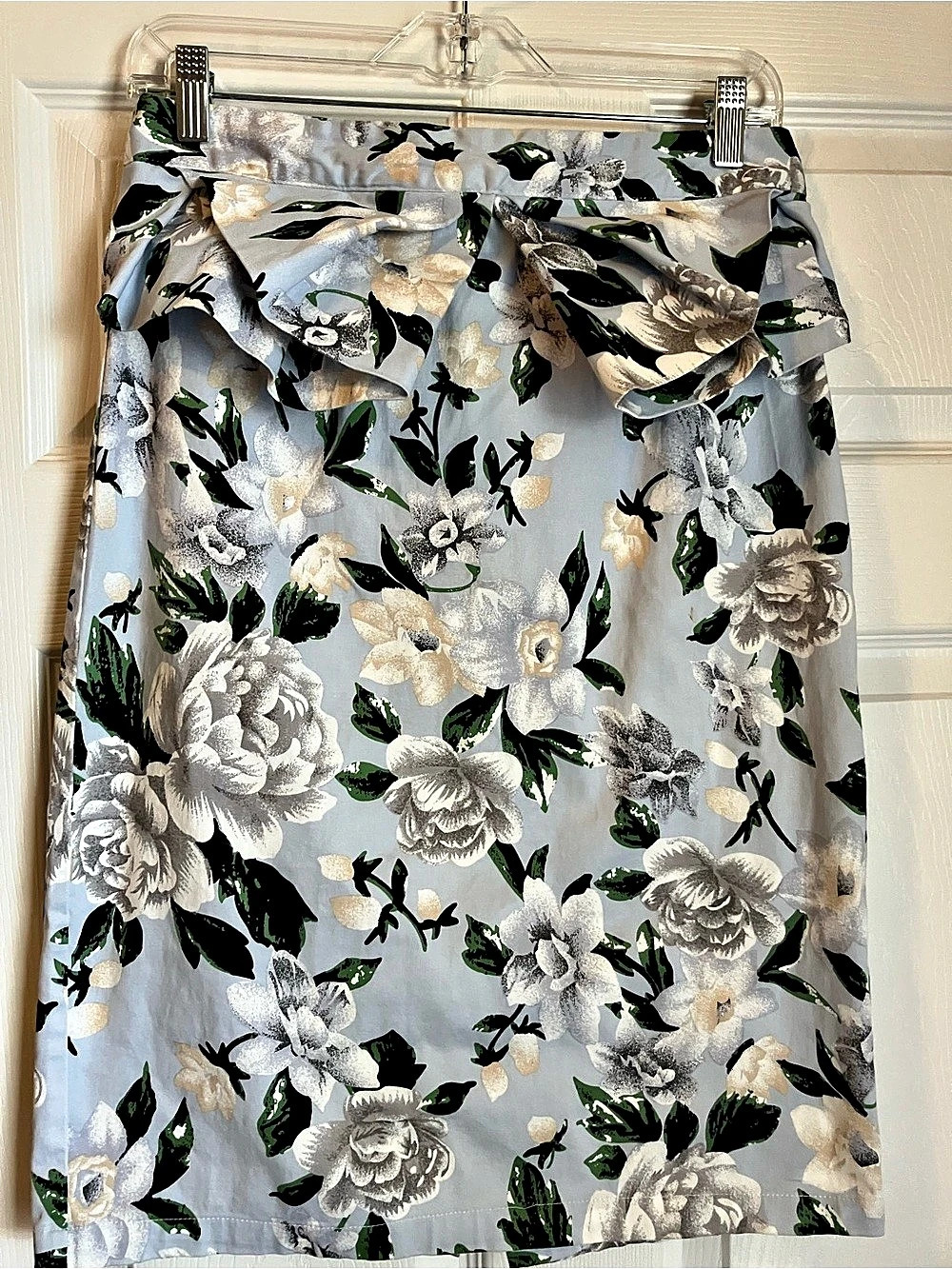 Grace Karin Floral Midi Skirt in Blue & Gray Size Large